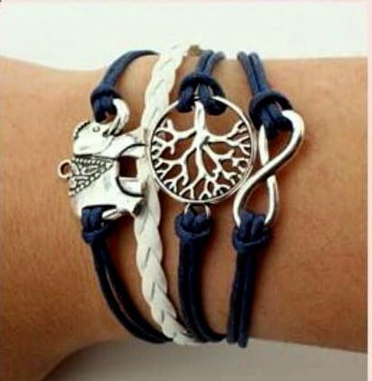 Beautiful Vintage Multilayer Leather Infinity, Love and a Life Tree Charming Bracelet