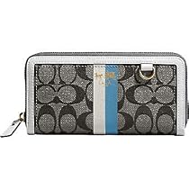 COACH HERITAGE SIGNATURE STRIPE ACCORDIAN ZIP WALLET 42380