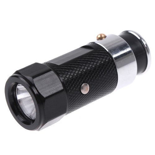 Car Cigarette Lighter Rechargeable LED Flashlight (Black)