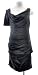 Nicole Miller Black Liquid Cowl Neck Tuck Cocktail Dress 0