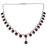 Necklace for Women Silver Garnet Jewelry 17 inches