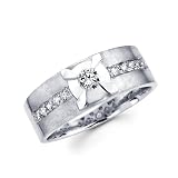 14K White Gold Round with Round Accented Diamonds Women's Couple Wedding Ring Band (0.39 ctw., GH Color, SI Clarity)