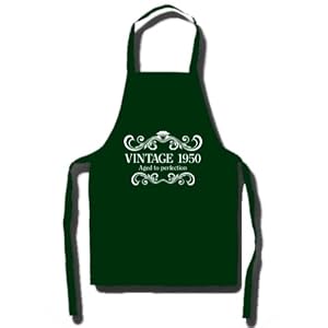 1950 VINTAGE YEAR FRAME Aged To Perfection - 60th Birthday Gift / Present Apron Bottle Green