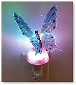 Color Changing Fiber Optic Butterfly Nightlight; Pink Glowing LED Butter Fly Night Light Makes A Great Gift Idea