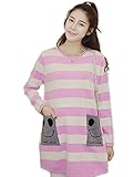 （TPGROWIN） マタニティ ウェア ワンピース ニット セーター 妊婦服 ボーダー ポケット付き ゆったり あったか 産前 産後 全3色 (Free, ピンク)