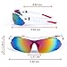 RIVBOS 806 POLARIZED Sports Sunglasses with 5 Set Interchangeable Lenses for Cycling (806-White)