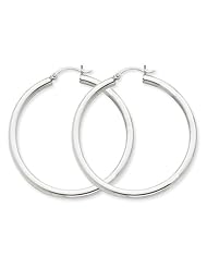 3mm, 14K White Gold Classic Hoop Earrings, 60mm (2 3/8")
