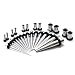 Stainless Steel 316L Ear Tunnel & Taper Stretching Kit 16 Piece 14G-0G & 12 Piece Plug Set 10G-0G (E