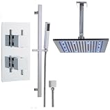 Rhine thermostatic shower with 12 square LED head and hand held