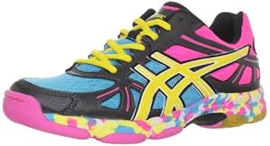 ASICS Women's GEL-Flashpoint Volleyball Shoe,Black/Neon Yellow/Hot Pink,9 M US