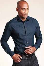 Autograph Pure Cotton Slim Fit Fine Dot Print Shirt
