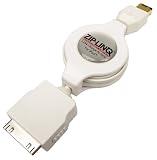Cables Unlimited ZIP-DATA-A02 ZipLinq Retractable iPod Firewire Charge and Sync Cable (White)