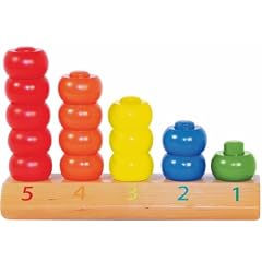 STECKTURM BAUSTEINE STECKSPIEL STAPELTURM HOLZ Sortierspiel Stapelspiel bunt Steckpyramide 21 teilig Farben sortieren z�hlen lernen Farbsortierspiel Zahlensteckspiel