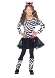 3 PC Kids Little Zebra, includes long sleeved petticoat dress with tail, leg warmers, and ear headband.