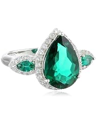 Sterling Silver Created Gemstone and Created White Sapphire Ring