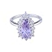 Ladies Rhodium Pear Lavender and White Cubic Zirconia Cluster Ring