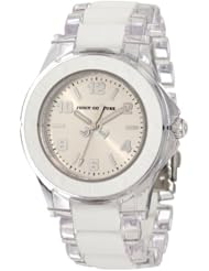 Juicy Couture Womens 1900866 Rich Girl Clear Plastic Bracelet With White Silicone Inlay Watch