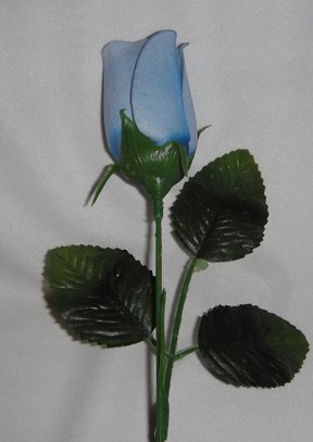 Long Stem Single VELVET Silk Rose Flower - Wedding Flowers - Bridal/Floral - Blue