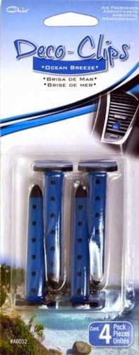 Island Adventures Car Air Freshener - Ocean Breeze Scent - Deco Clips (4 Pack)