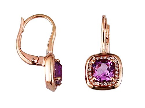 Ladies Diamond Amethyst Earring Rose