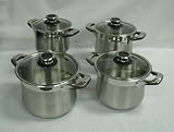 Review Prime Pacific  / Set 4 Heavy Duty High Quality 18/10 Stainless Steel Stock Pots with glass lids.