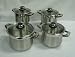 Set 4 Heavy Duty High Quality 18/10 Stainless Steel Stock Pots with glass lids.