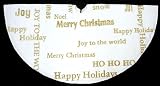 48 Holiday Greetings Ivory Christmas Tree Skirt With Gold Wording