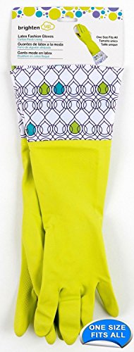 Brighten Up Reusable Latex Cleaning Gloves For Bathroom, Drain, and House Cleaning, Yellow