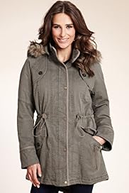 Indigo Collection Cotton Rich Faux Fur Trim Parka