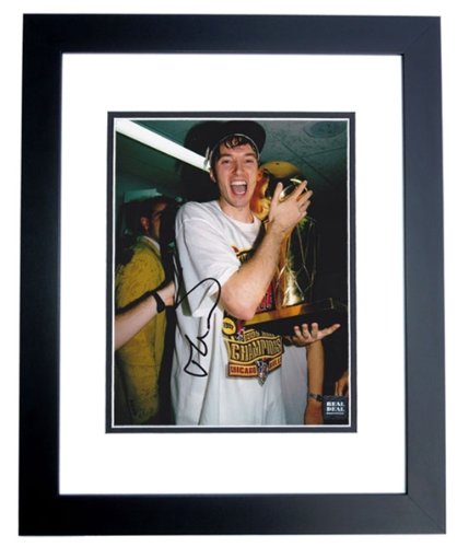 Toni Kukoc Autographed/Hand Signed Chicago Bulls 8x10 Championship Photo BLACK CUSTOM FRAMED