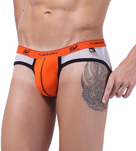 Rise World Men's Transparent Mesh Brief Orange Size XS