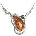Certified Genuine Multicolor Amber and Sterling Silver Art Necklace