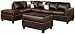 Bobkona Soft-Touch Reversible Bonded Leather Match 3-Piece Sectional Sofa Set, Espresso
