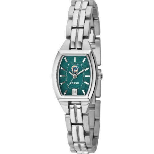 Fossil Women's NFL1188 NFL Miami Dolphins Round Dial Watch