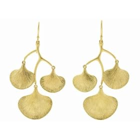 Multi Gingko Leaf Cluster Earrings in 10 Karat by Annette Ferdinandsen