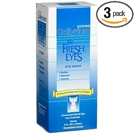 Bausch & Lomb Collyrium Eye Wash, 4-Ounce Bottles (Pack of 3)