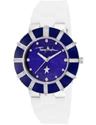 Womens White Rubber Blue Dial
