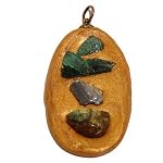 Jasper Pendant 24 Sculpted Malachite Stibnite Gold Clay Crystal Healing 1.5