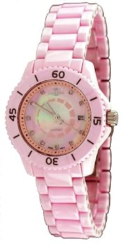 Oniss #ON8205-L Women's Diamond Marker Pink Ceramic Watch
