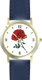 Red Rose Flower WATCHBUDDY® DELUXE TWO TONE THEME WATCH Arabic Numbers Blue Leather Strap Size Large 41vmTb5 54L. SL160 Red Rose Flower WATCHBUDDY® DELUXE TWO TONE THEME WATCH Arabic Numbers Blue Leather Strap Size Large