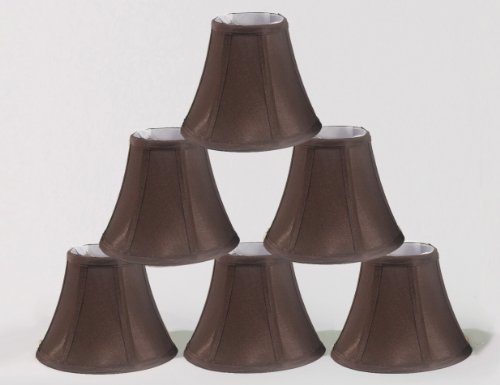 Urbanest Chandelier Lamp Shades 6-inch, Bell, Clip On, Chocolate (Set of 6)