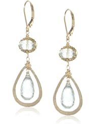 Dana Kellin Green Quartz Surrounded By Gold Atop A Faceted Amethyst Gemstone Earrings