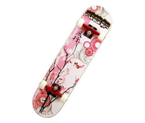 Punisher Cherry Blossom Complete Skateboard, Red, 31-Inch