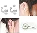 HITOP Fashion Jewelry 925 Sterling Silver Double Faux Pearls Two Sided Balls Hoop Stud Earrings (White)