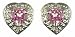 9ct White Gold Created Pink Sapphire and Diamond Heart Stud Earrings