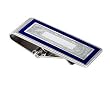 Blue Enamel Framed Mother of Pearl Hinged Money Clip 23K Electro Plated