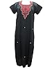 Woamns Caftan Black Muumuu Dress Cotton Designer Embroidered Kaftans Nighty M