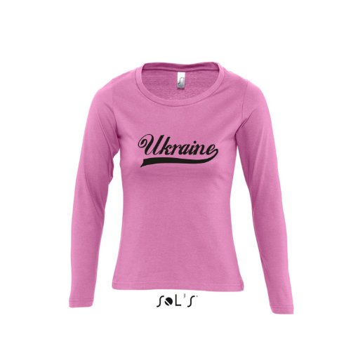 Ukraine Oldschool Ukraine LÄNDERSHIRT EM / WM FAN Trikot – Damen Langarm Longsleeve T-Shirt S-XL , Orchid pink – schwarz , XL