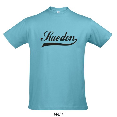 T-Shirt Schweden Oldschool Sweden LÄNDERSHIRT EM / WM FAN Trikot S-XXL , Atoll blue – schwarz , S