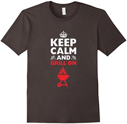 Men's Keep Calm and Grill On Grilling TShirt XL Asphalt